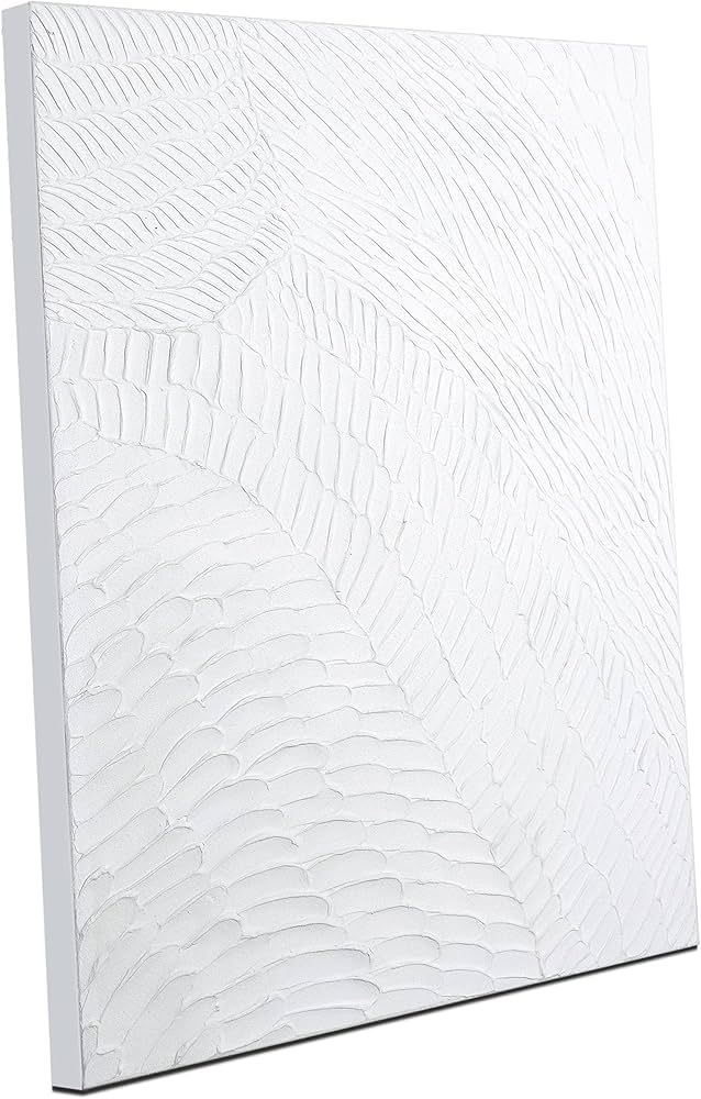 Zessonic White Abstract Wall Art for Living-room - Large Geometry texture Abstract hand-painting ... | Amazon (US)