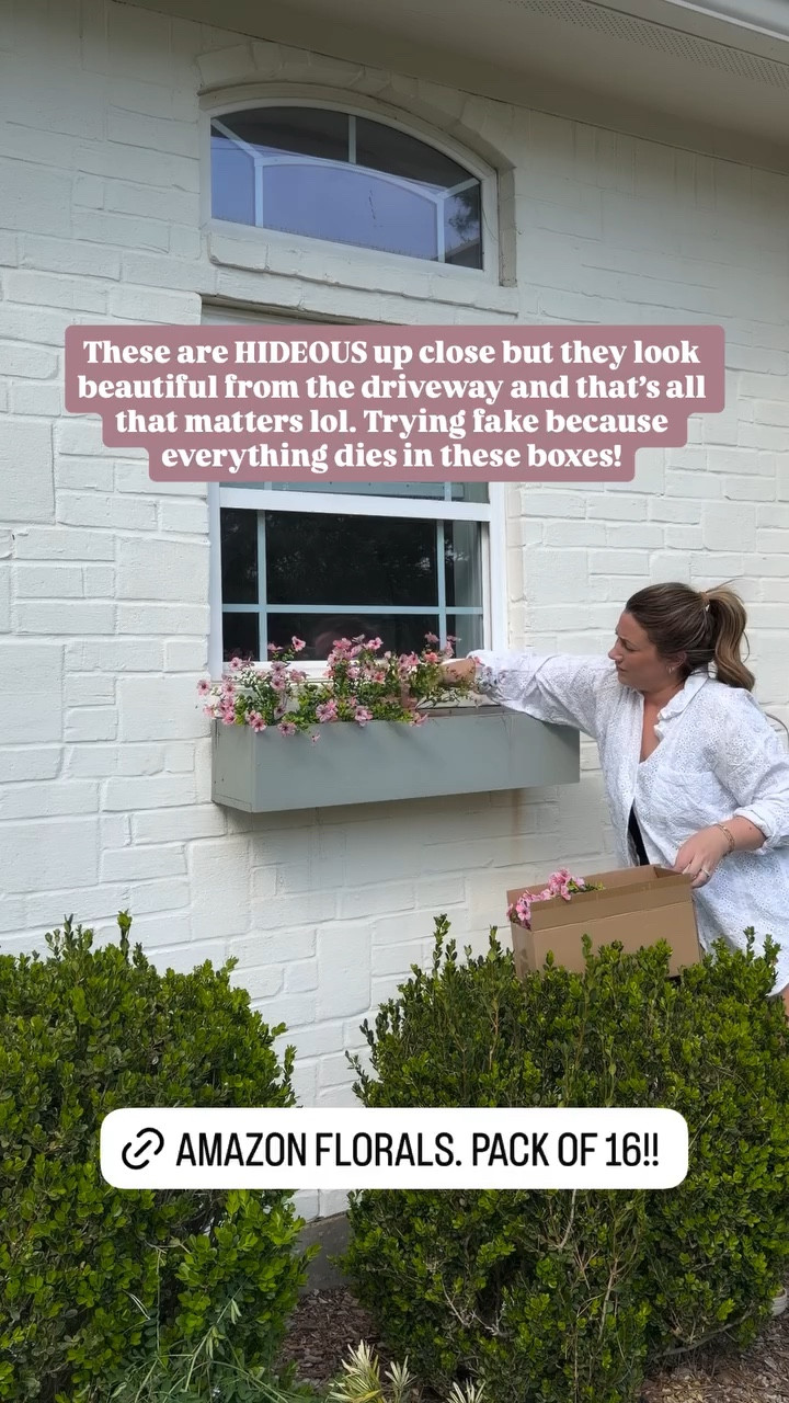 These are HIDEOUS up close but they look beautiful from the driveway and that’s all that matters lol. Trying fake because everything dies in these boxes!