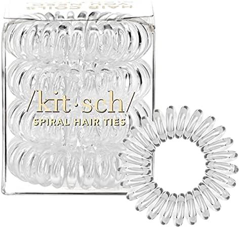 Kitsch Spiral Hair Ties, Coil Hair Ties, Phone Cord Hair Ties, Ponytail Hair Coils No Crease - 4 pcs | Amazon (US)