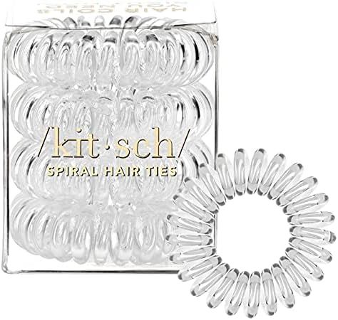 Amazon.com : Kitsch Spiral Hair Ties, Coil Hair Ties, Phone Cord Hair Ties, Ponytail Hair Coils N... | Amazon (US)