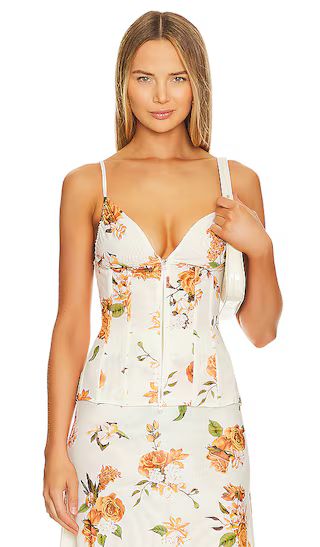 Zip Front Corset in Ivory Multi | Revolve Clothing (Global)