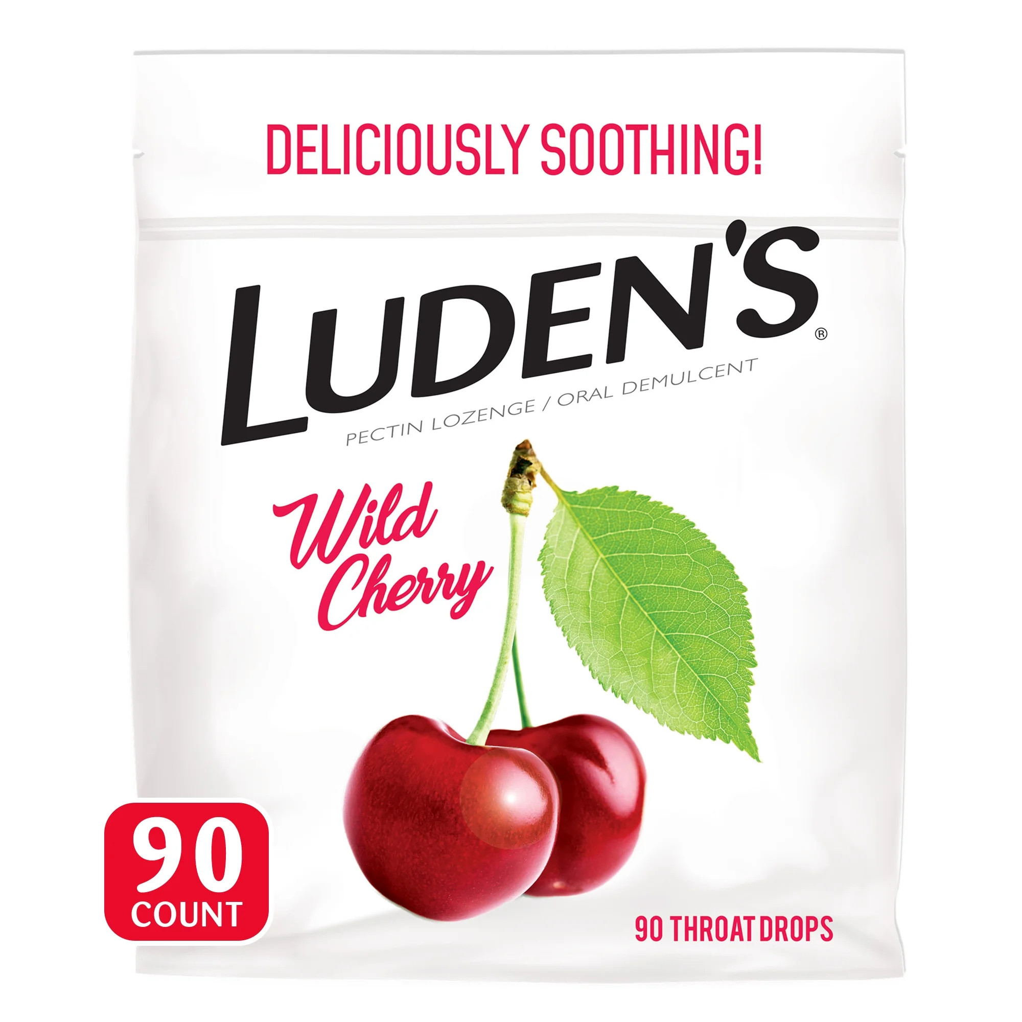 Luden's Wild Cherry Throat Drops, Sore Throat Relief, 90 Count | Walmart (US)
