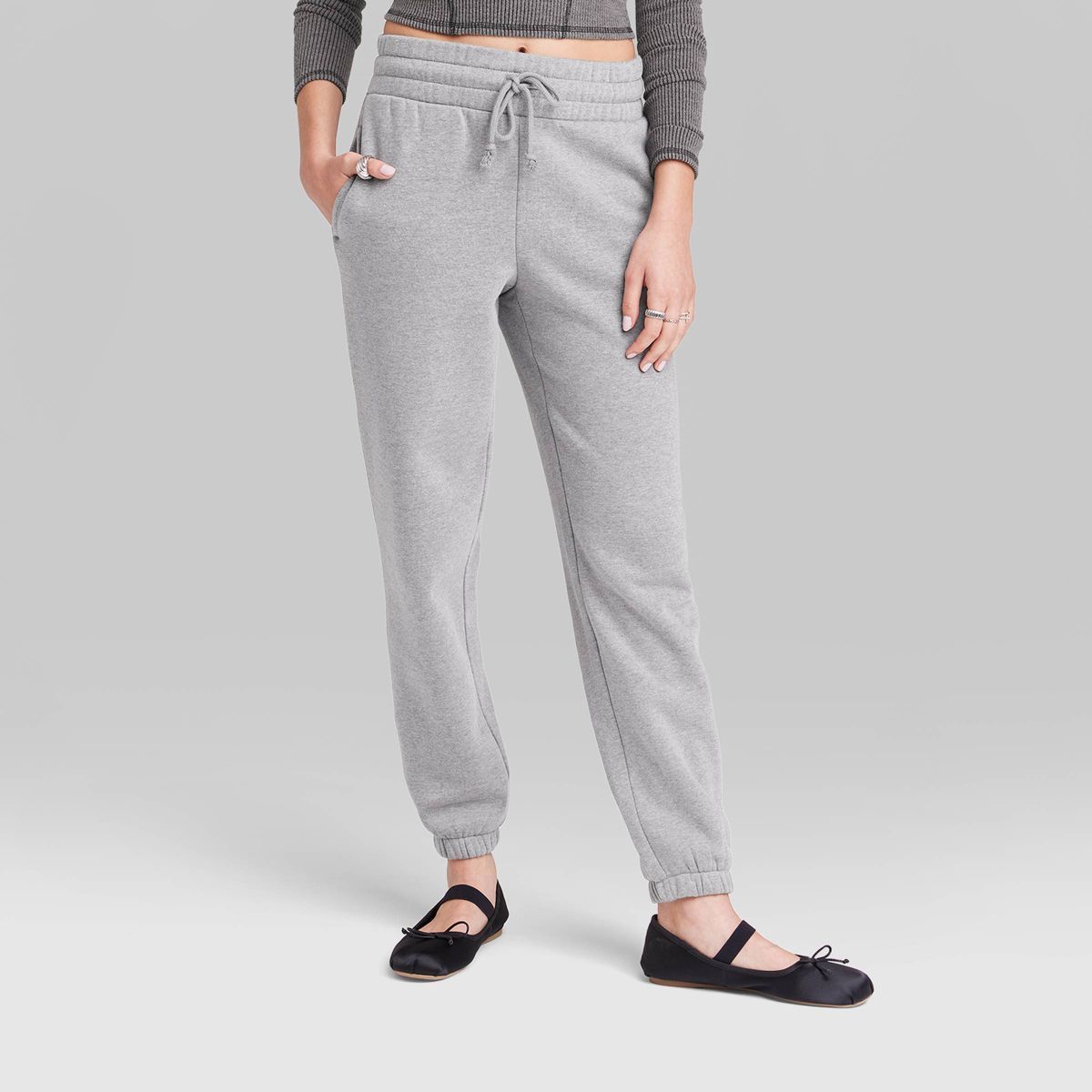Women's High-Rise Tapered Sweatpants - Wild Fable™ Heather Gray S | Target