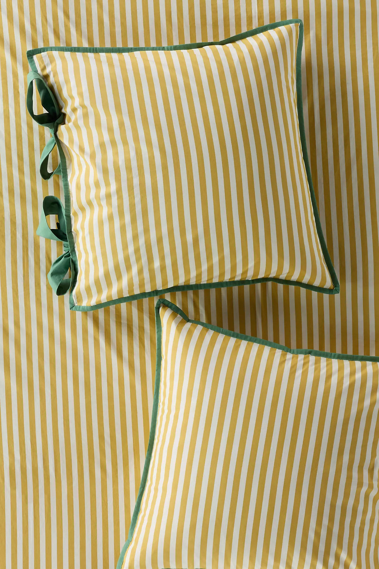 Maeve Brynne Cotton Percale Stripe Tie Printed Euro Sham | Anthropologie (US)