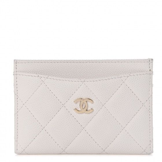 CHANEL Caviar Quilted Card Holder White | Fashionphile