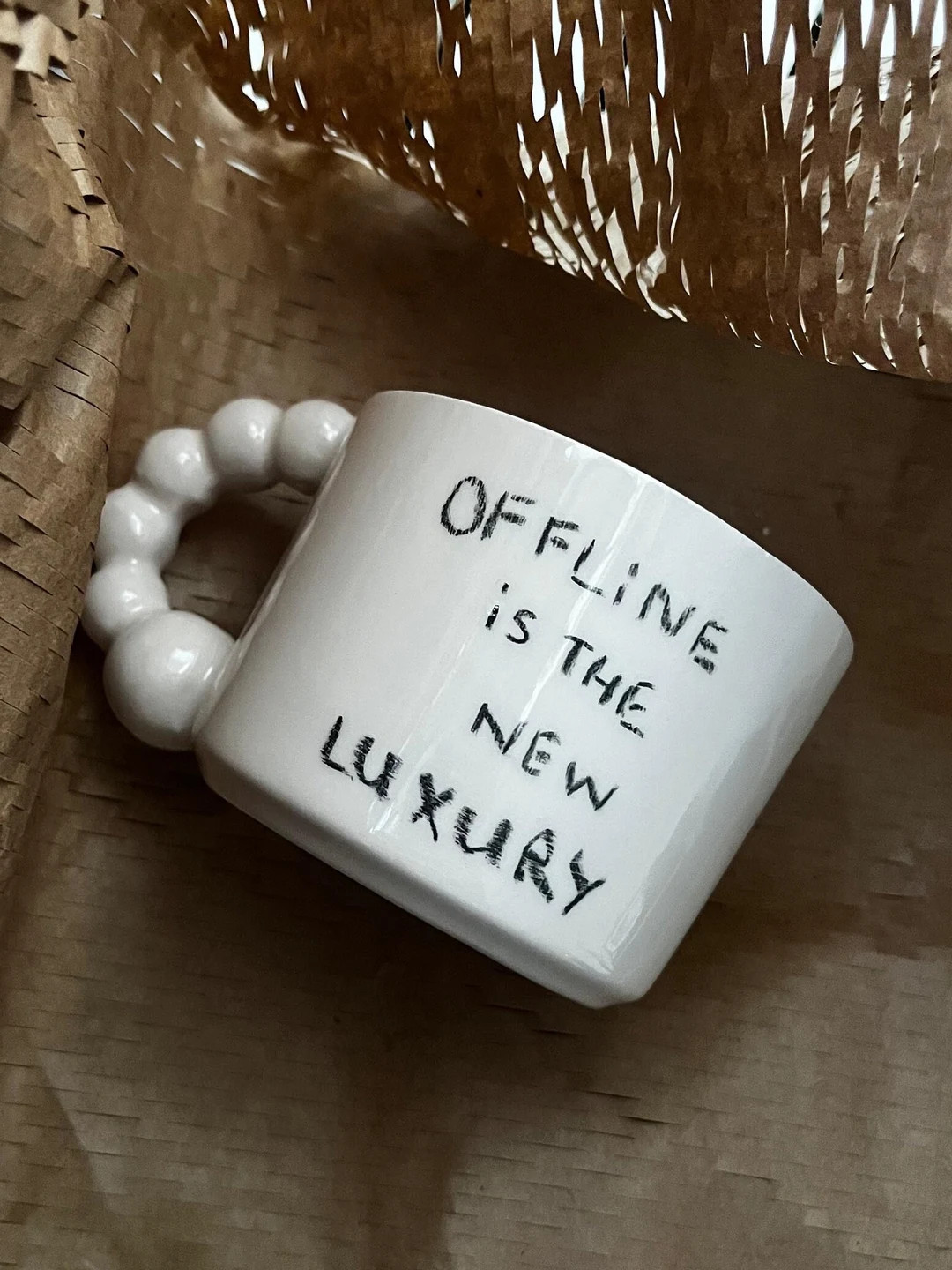 Custom Handmade Ceramic Mug , Offline is the New Luxury Christmas Mug Gift Handmade Ceramic Coffe... | Etsy (US)