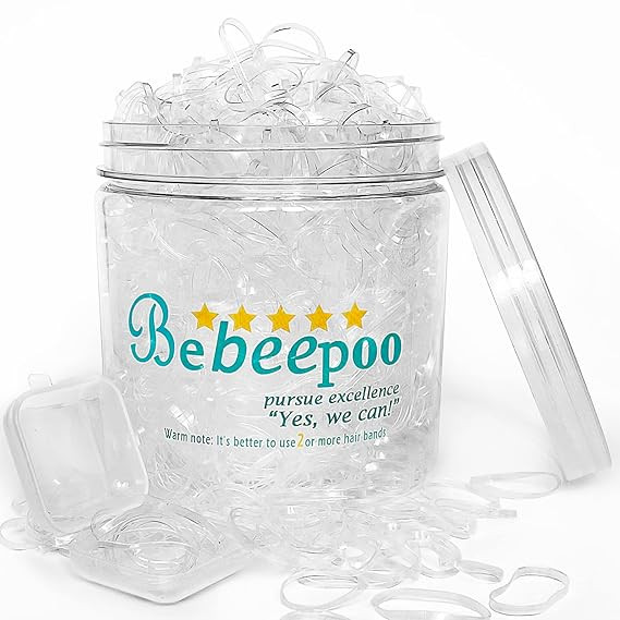 Clear Hair Elastics, BEBEEPOO 2000pcs Mini Rubber Bands for Hair, Clear Mini Elastic Hair Ties wi... | Amazon (US)