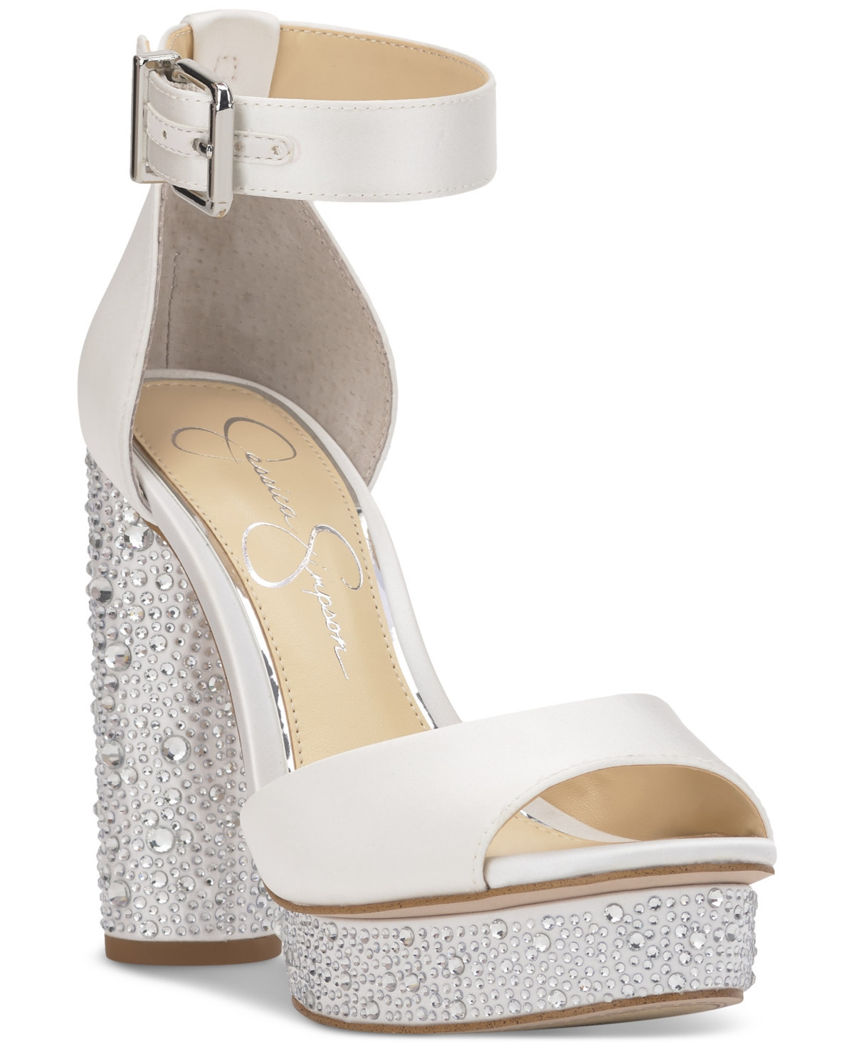 Jessica Simpson Women's Everyn Platform Sandals - White Satin | Macy's