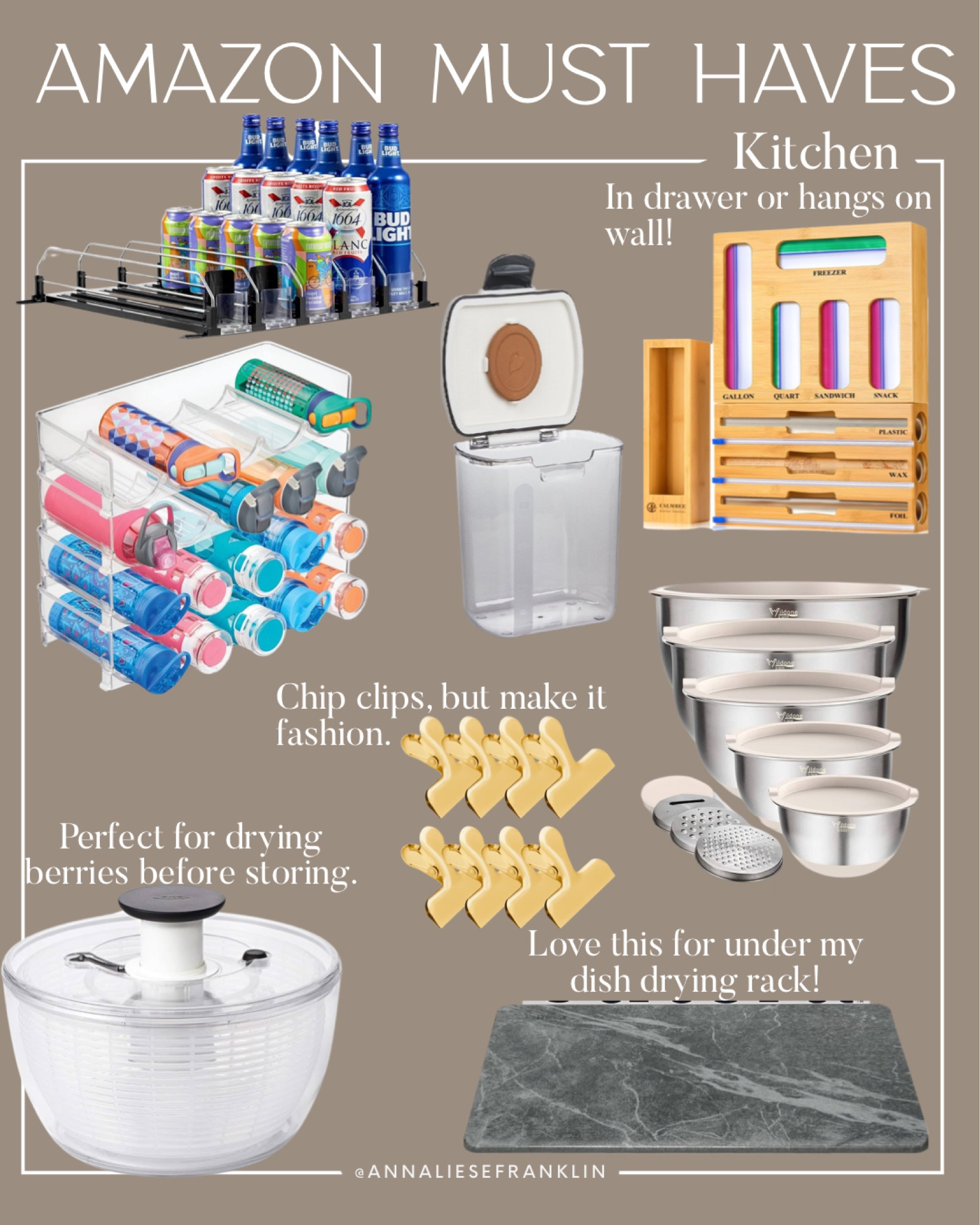 Amazon find • dish drying rack • water bottle organizer • kitchen organizer • Amazon organization • mixing bowls • sugar keeper • refrigerator drink organizer • bag clips • 

#LTKfindsunder100 #LTKfindsunder50 #LTKhome