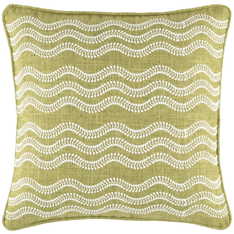 Scout Embroidered Green Indoor/Outdoor Decorative Pillow | Annie Selke