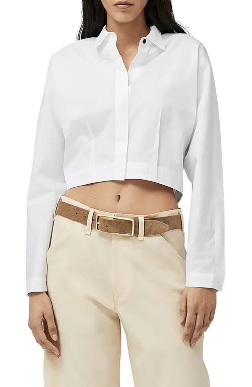 rag & bone Morgan Cotton Crop Button-Up Shirt in White at Nordstrom, Size X-Large | Nordstrom