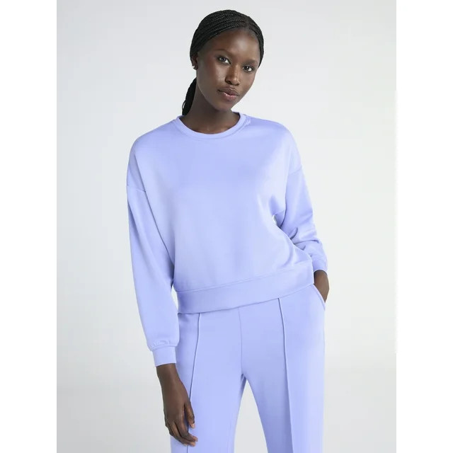 Scoop Women's and Women's Plus Ultimate ScubaKnit Cropped Sweatshirt with Drop Sleeves, Size XS-4... | Walmart (US)