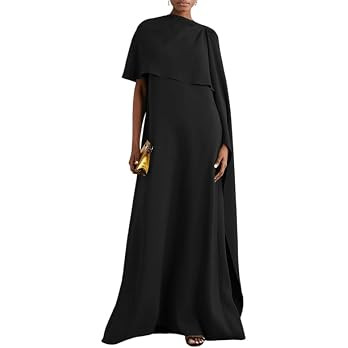 UOOZEE Women's Cape Overlay Formal Evening Maxi Dress 2025 Summer Wedding Party Elegant Cocktail ... | Amazon (US)