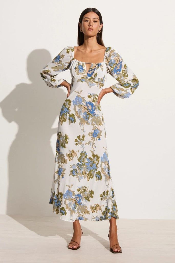 Benedita Midi Dress Escala Floral Ivory | Faithfull (AU)