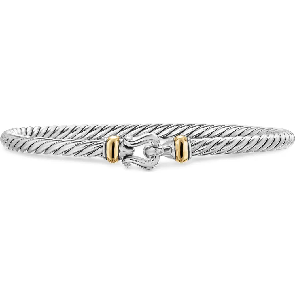 David Yurman Cable Flex Buckle Bracelet in Sterling Silver with 14K Yellow Gold at Nordstrom, Size Small | Nordstrom