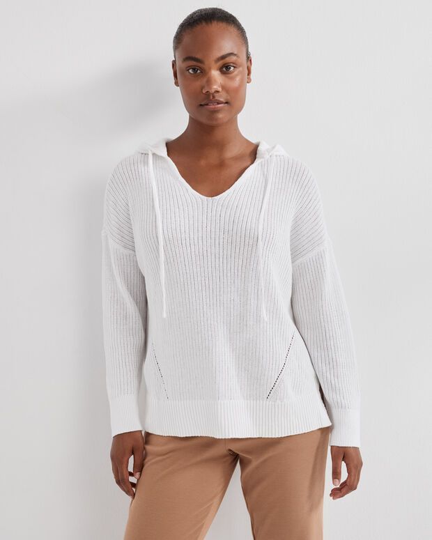 Linen Cotton Ribbed Hoodie | Talbots