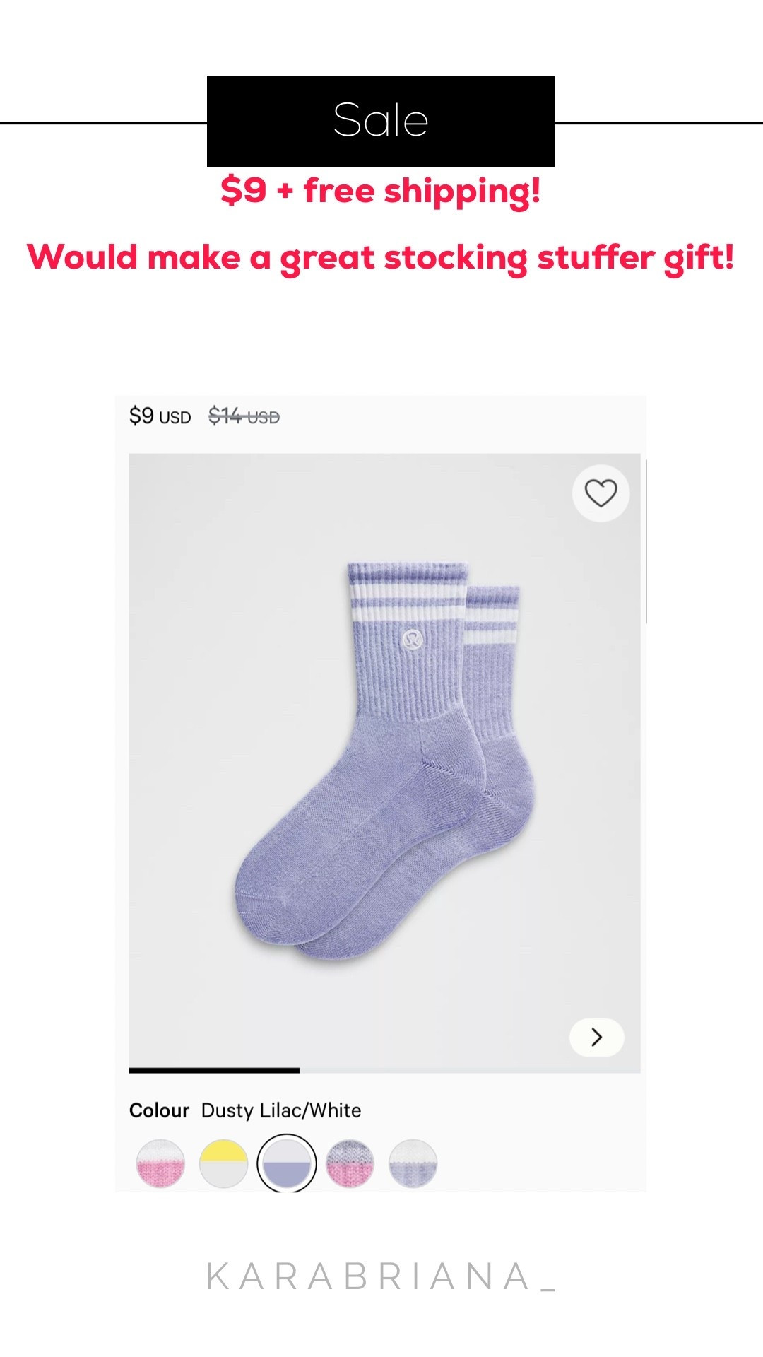 Lululemon sale!!!! These crew socks are only $9!  Would make a great stocking stuffer gift. They already sold out once! 

#LTKfitnessgoals #LTKHoliday #LTKGiftGuide