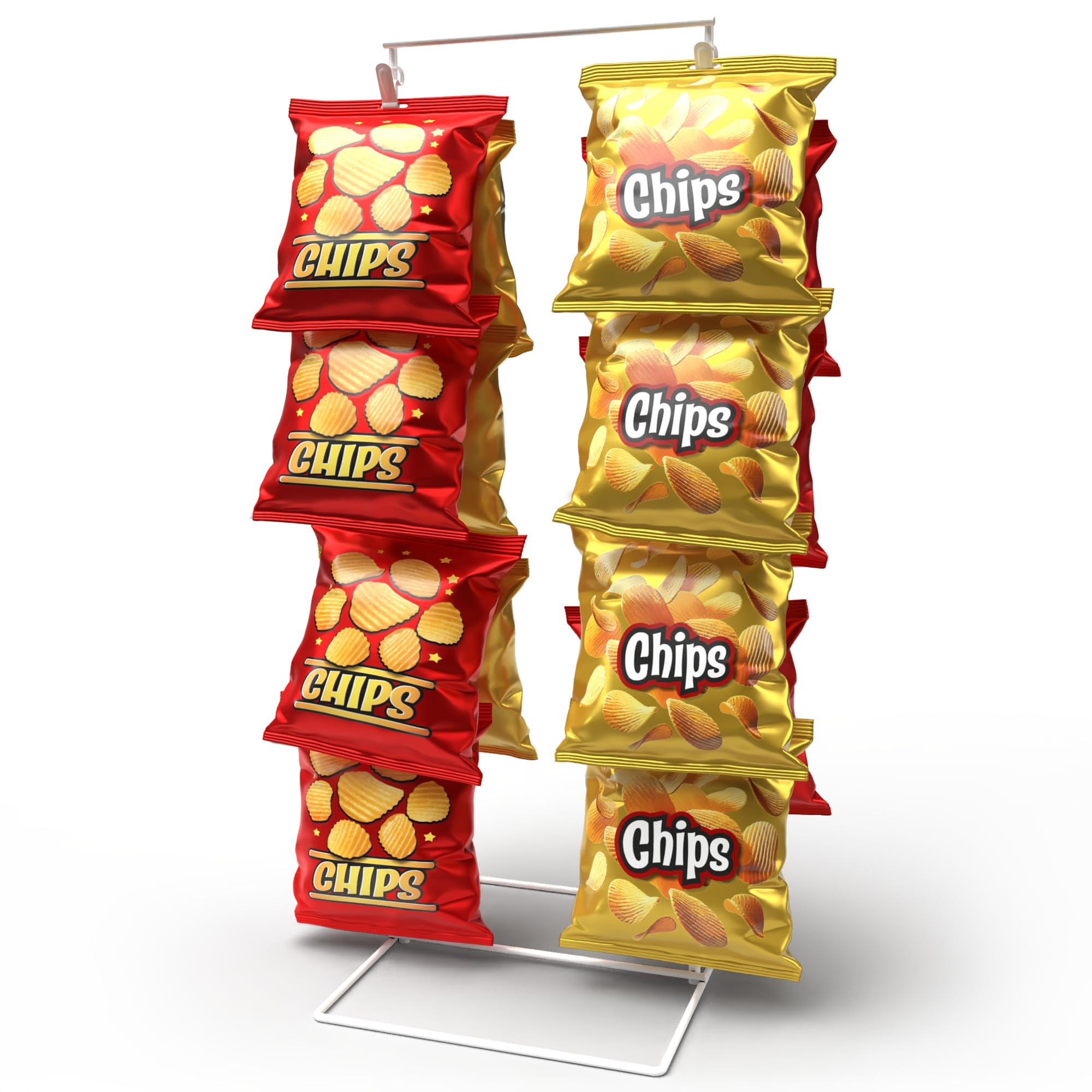 Potato Chip Rack Display with 26 Clips, 2-Row Chip Stand Display for Party, Countertop Chip Bag H... | Amazon (US)