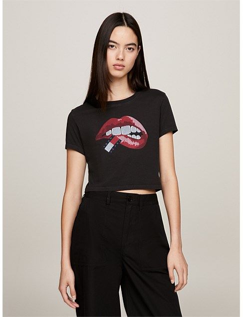 Tjw Slim Crop Washed Tj Lips T-Shirt | David Jones (Australia & New Zealand)