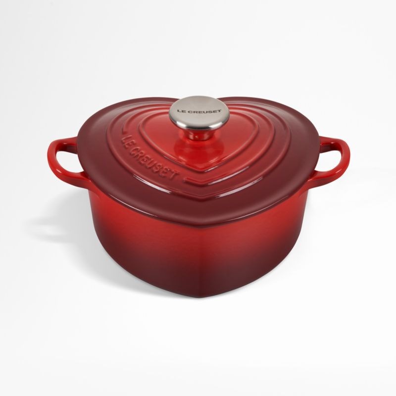 Le Creuset 2.25-Qt. Cerise Red Enameled Cast Iron Heart Dutch Oven with Lid Cocotte + Reviews | C... | Crate & Barrel