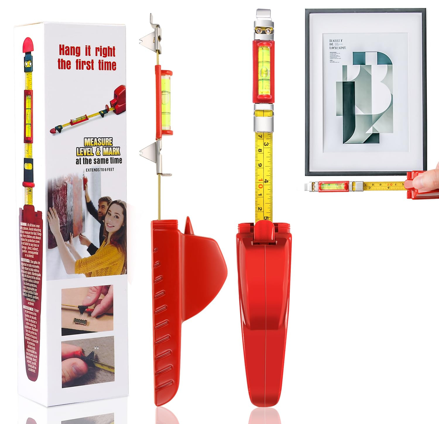 All in One Picture Hanging Tool Kit with Level, Portable Picture Leveling, Picture Hanging Level ... | Amazon (US)