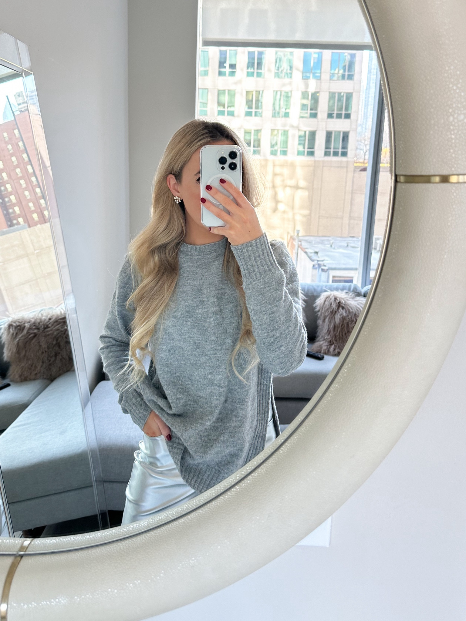 holiday party outfit, Christmas Outfit, office party outfit, holiday earrings, winter going out outfit 

Knit jumper, gray sweater, oversized sweater, metallic trend, silver pants 

#LTKparties #LTKstyletip #LTKHoliday

#LTKStyleTip #LTKParties