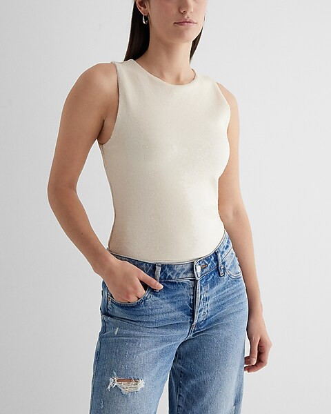Body Contour Sequin Crew Neck Bodysuit | Express