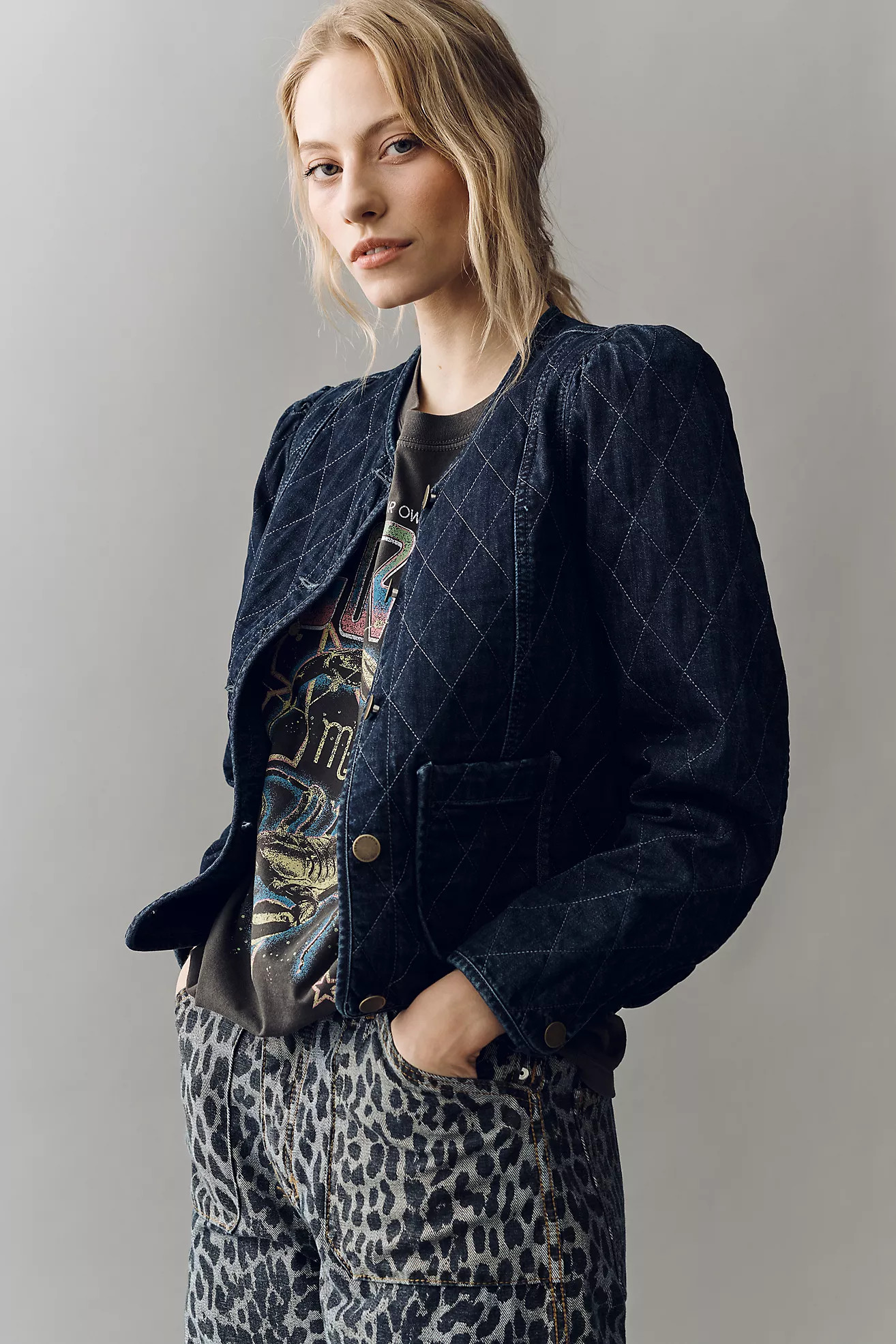 Dear John Kit Quilted Denim Puff Sleeve Jacket | Anthropologie (US)