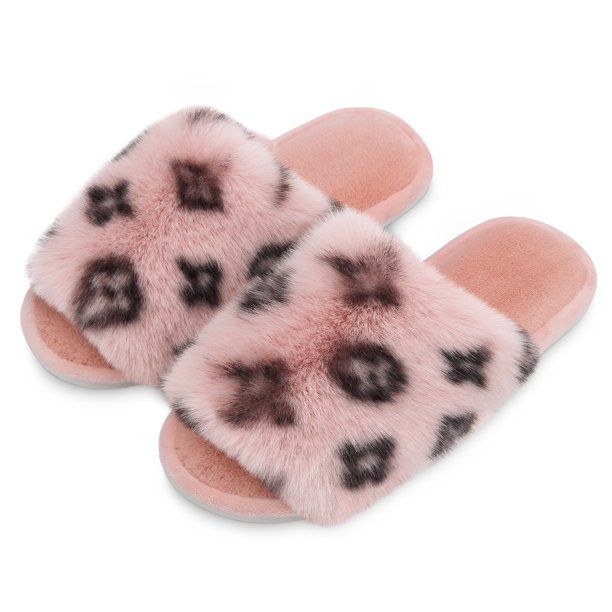 Bergman Kelly Women's Fuzzy Faux Fur Slide Slippers, Starlet Collection - Scuff Style (US Company... | Walmart (US)