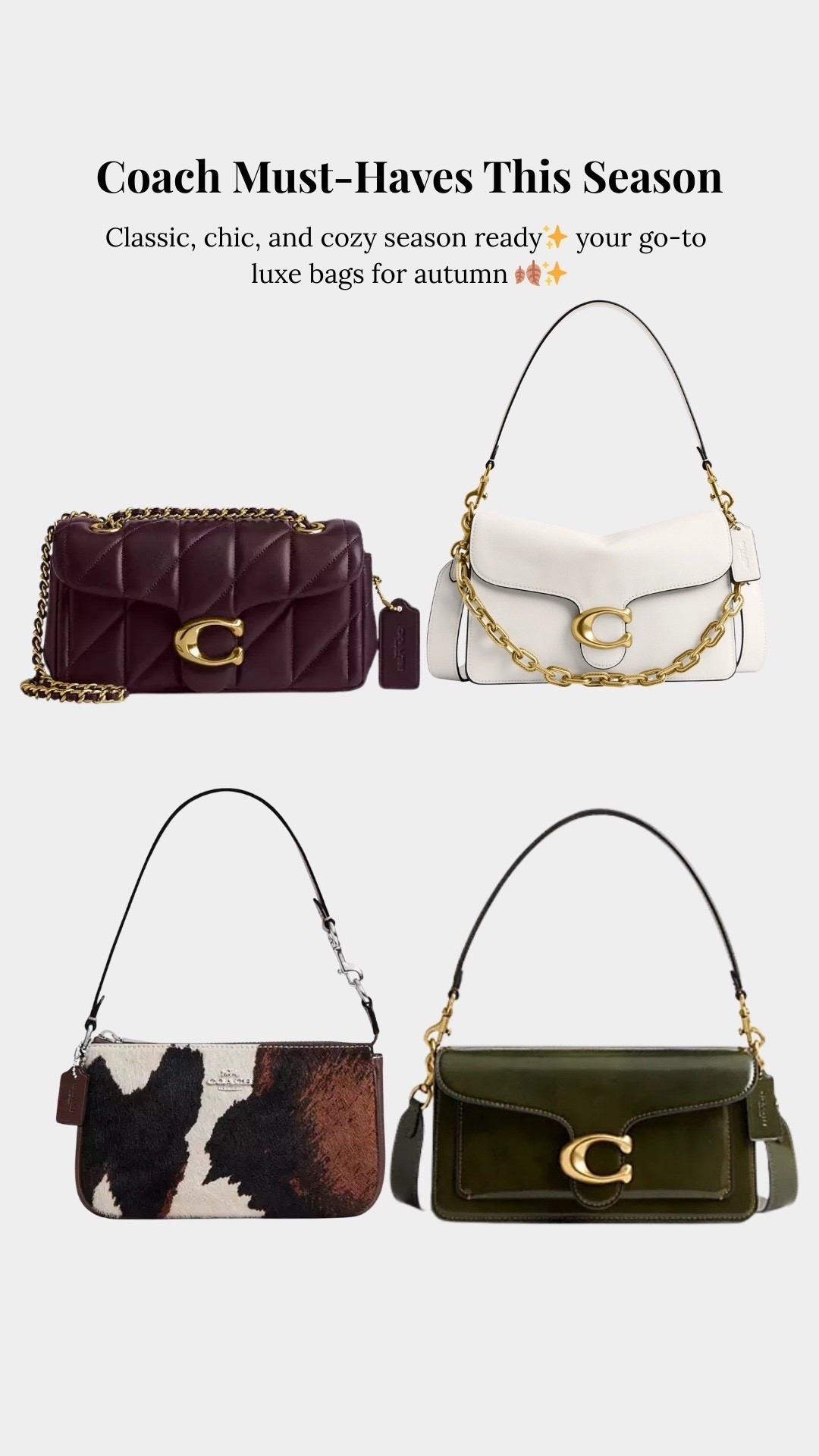 Cyber deals are still live! Shop these best seller Coach shoulder bags 😍🔥

Winter fall fashion, autumn outfits, cozy fall style, seasonal wardrobe essentials, fall accessories, fall outfit inspo, faux fur hats, faux fur coats, cozy cardigans, cinched blazers, baseball caps, sweater weather, chunky knitwear, fall boots, scarves & gloves, luxe fall looks, women’s fall style, chic fall outfits, wardrobe staples for women, everyday style, stylish & cozy, fall outfit ideas, shop the look, must-have pieces, fall haul

#LTKGiftGuide #LTKCyberWeek #LTKSaleAlert