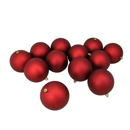 12ct Red Hot Shatterproof Matte Christmas Ball Ornaments 4" (100mm) | Walmart (US)