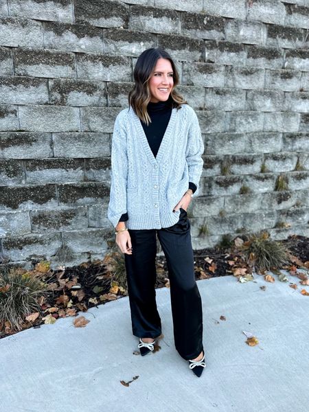 Cozy holiday outfit idea from @target! #ad This cardigan is so plush and soft and the sparkly button detail is so fun! #targetpartner #targetstyle #target @targetstyle 

Turtleneck - small
Cardigan - medium 
Pants - size 2 


#LTKHoliday #LTKparties #LTKfindsunder50