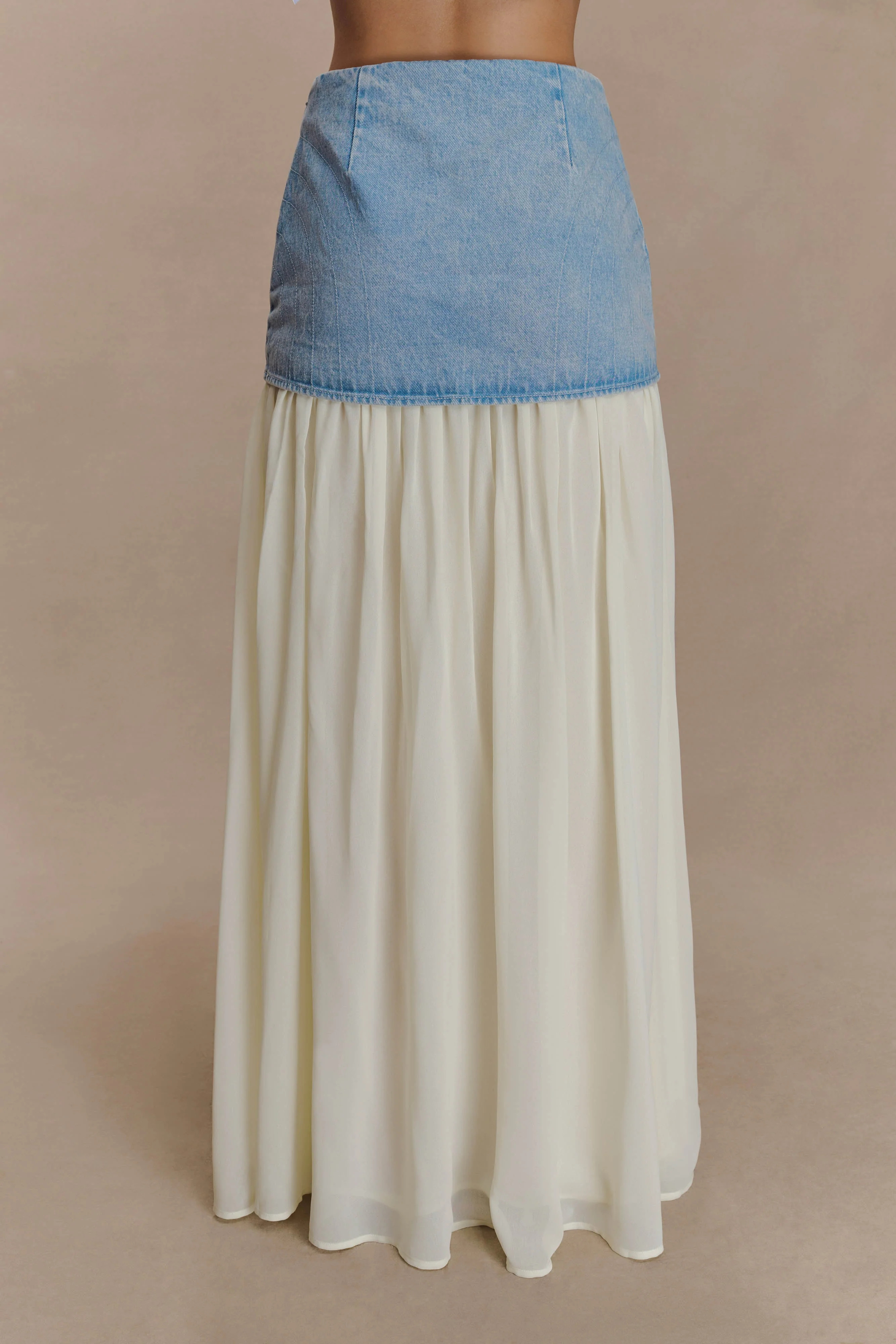 Tully Chiffon Denim Maxi Skirt - 80'S Blue | MESHKI US