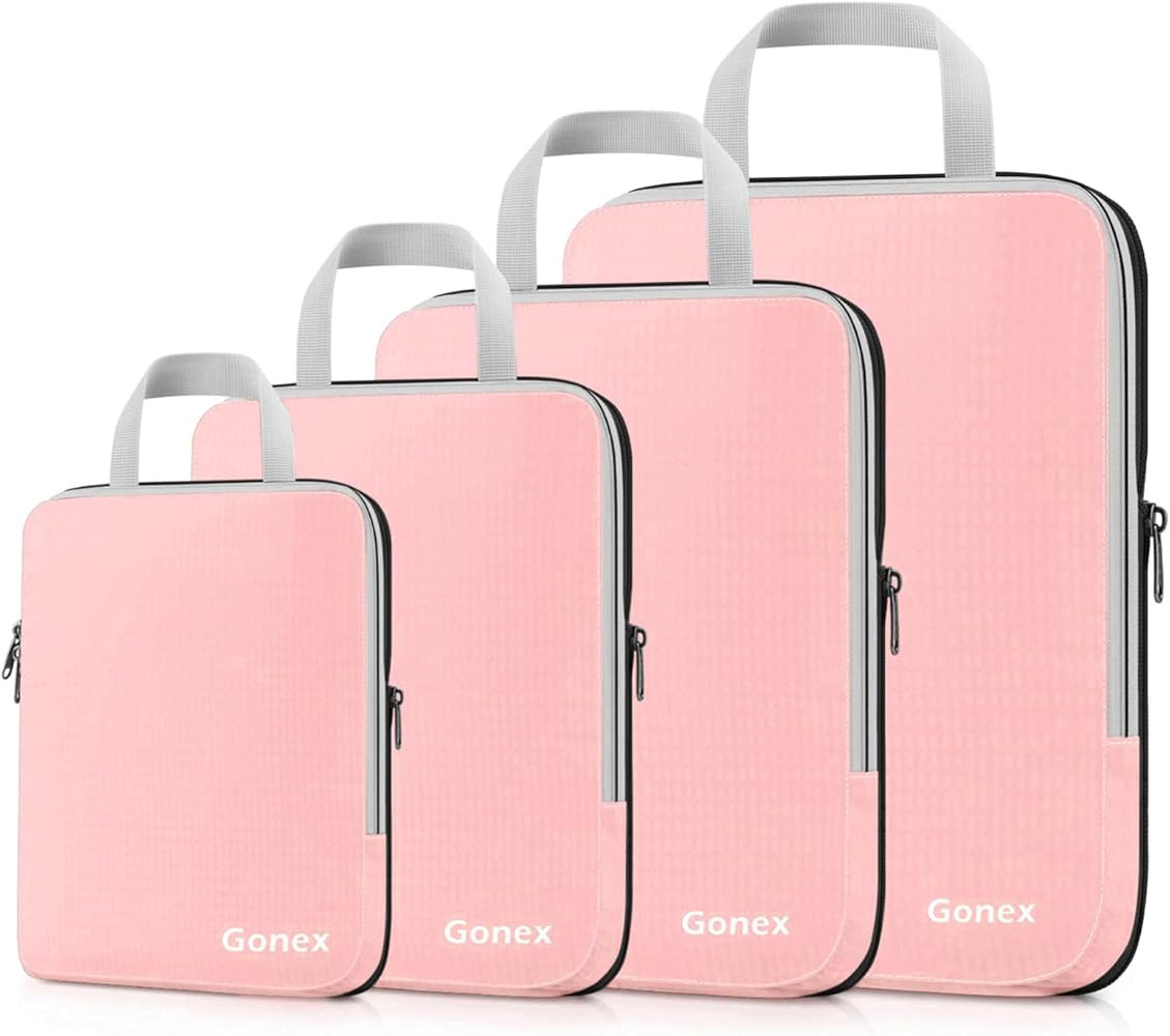 Gonex Compression Packing Cubes, 3pcs/4pcs Expandable Storage Travel Luggage Bags Organizers | Amazon (US)