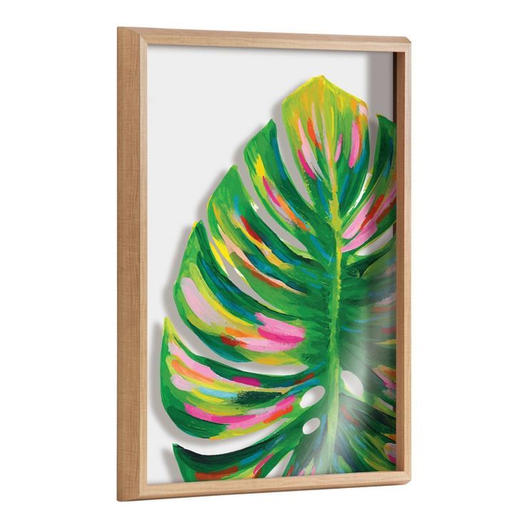 18" x 24" Blake Monstera Framed Printed Glass by Jessi Raulet of Ettavee Natural - Kate & Laurel ... | Target