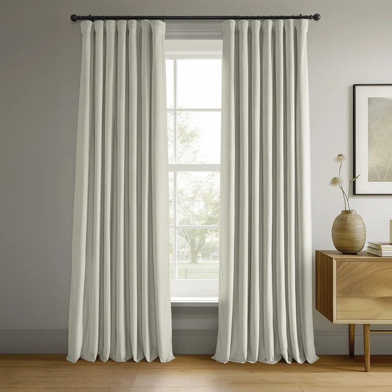 Olivia Signature Thermal Lined 100% Blackout Velvet Curtains for Bedroom & Living Room Curtains S... | Wayfair North America