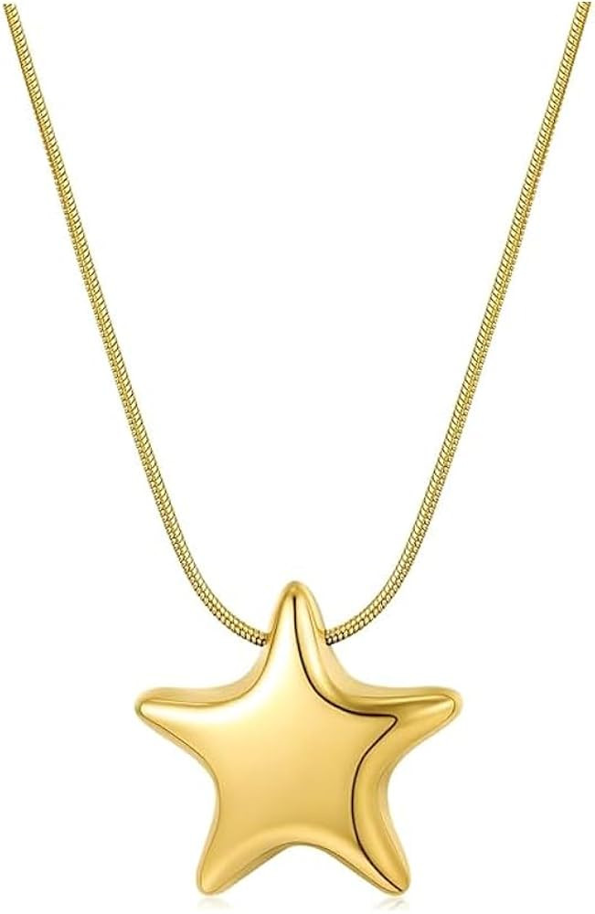 Bubble Star Necklace for Women Chunky Big Sta r Necklaces Snake Bone Chain Necklaces Dainty Star ... | Amazon (US)