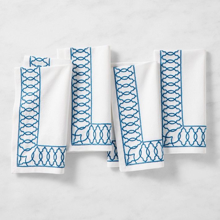 Embroidered Lattice Napkins, Set of 4 | Williams-Sonoma