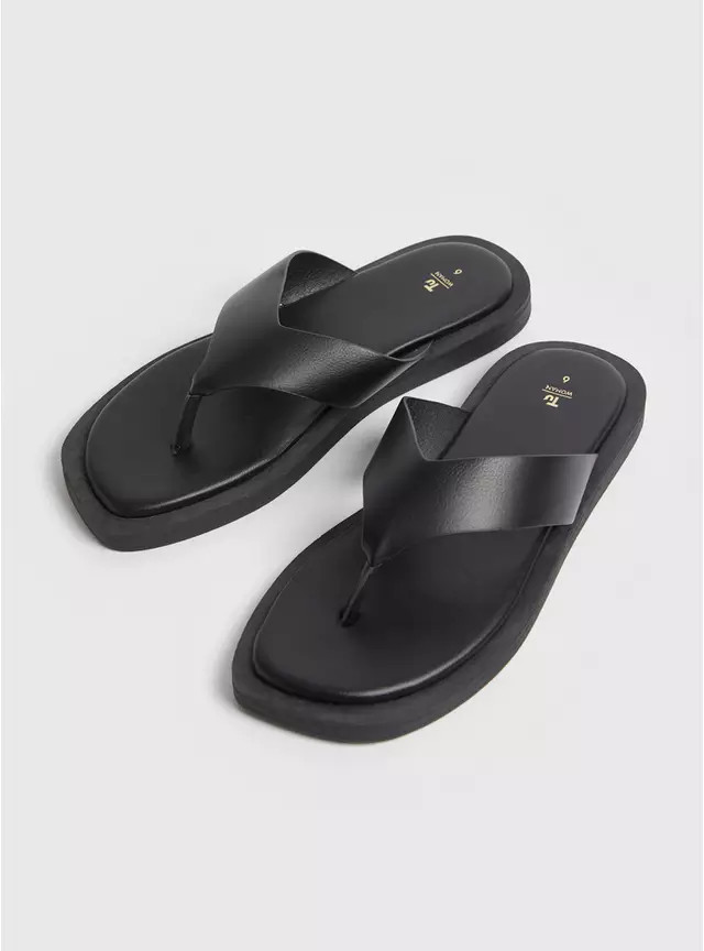 Buy Black Toe Post Sandals  7 | Sandals | Tu | Tu Clothing