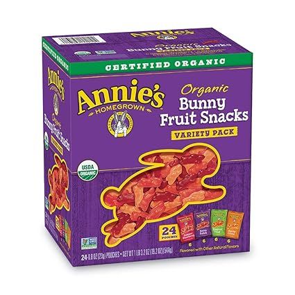 Annie's Organic Bunny Fruit Snacks, Variety Pack, 24 Pouches, 0.8 oz Each - Packaging May Vary | Amazon (US)