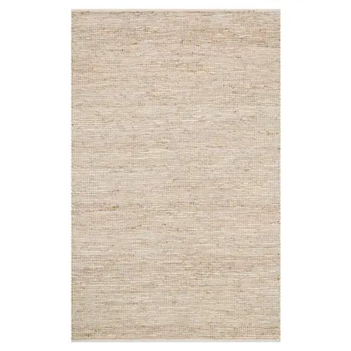 Loloi Edge Coastal Ivory Jute Leather Woven Rug - 9'3"x13' | Kathy Kuo Home