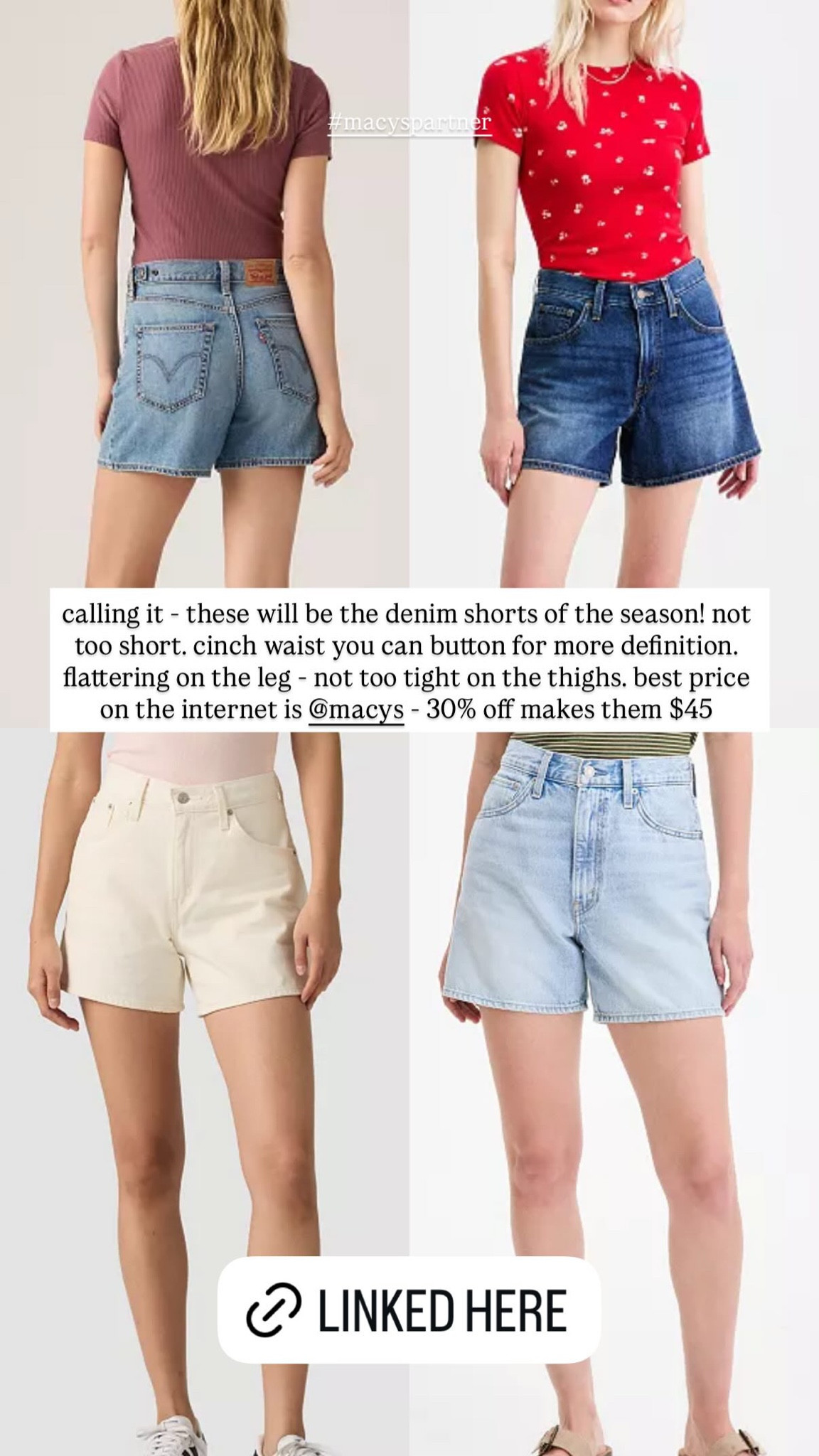 calling it - these will be the denim shorts of the season! not too short. cinch waist you can button for more definition. flattering on the leg - not too tight on the thighs. best price on the internet is at macy’s - 30% off makes them $45

#LTKSeasonal #LTKSaleAlert #LTKmomlife