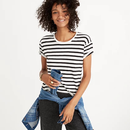 Whisper Cotton Crewneck Tee in Winthrop Stripe | Madewell