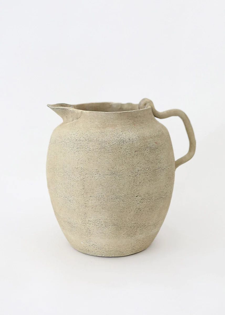Tuscan Farmhouse Distressed Ceramic Pitcher - 8.5 | Afloral (US)