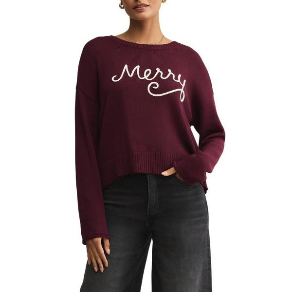 Women's Z Supply Pullover Sweater Sienna Merry Medium Merlot | Scheels Sports