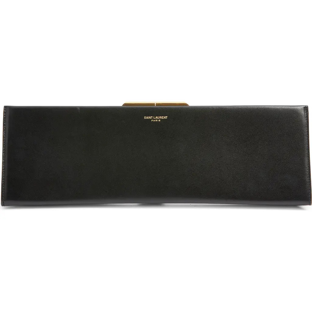 Saint Laurent Large Midnight Leather Clutch in Noir at Nordstrom | Nordstrom