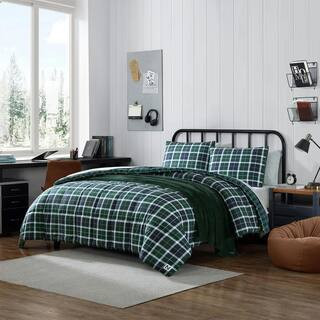Northsail Plaid 3-Pcs Blue/Green Reversible Microfiber Full/Queen Comforter Set | The Home Depot
