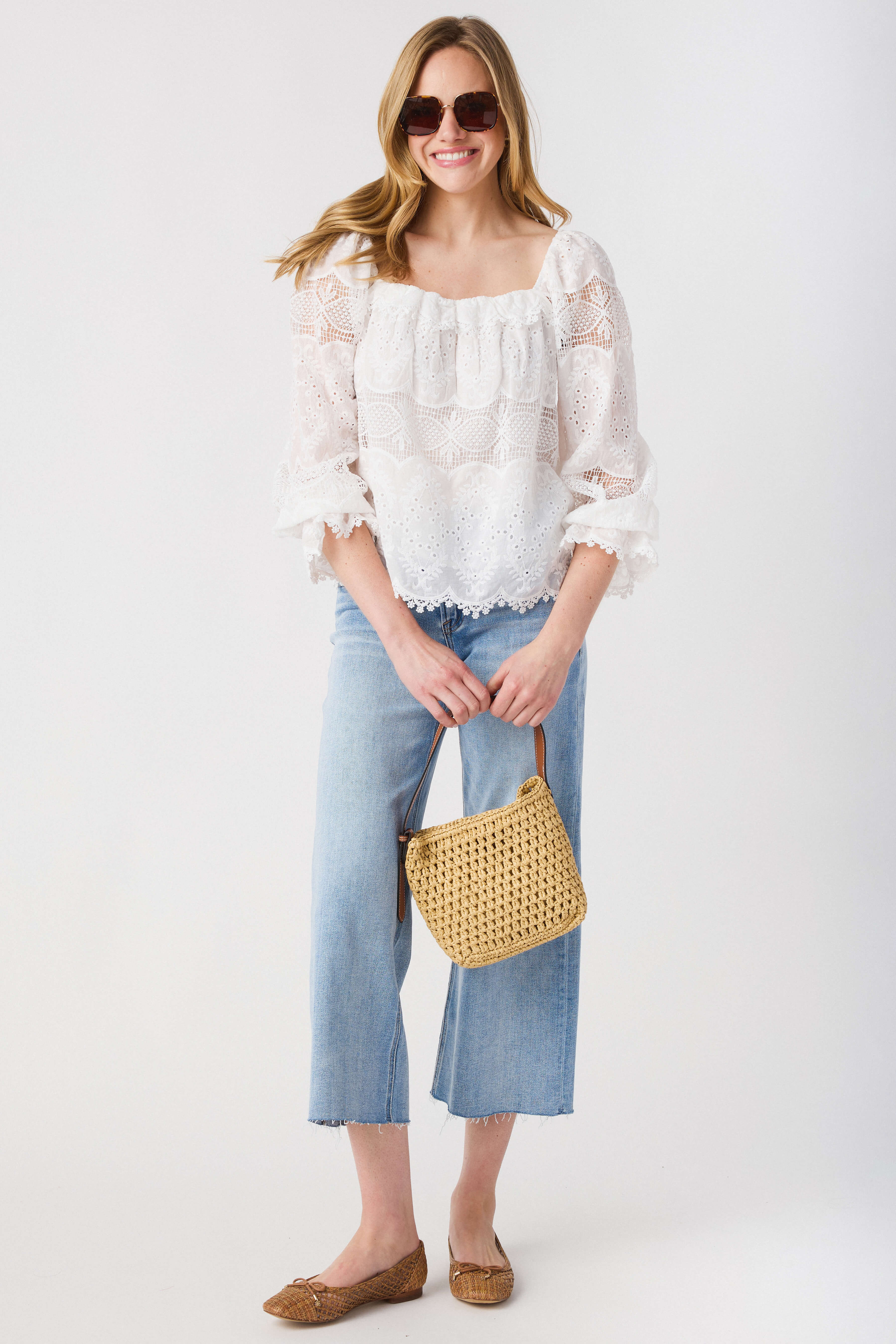 Risen Jenny High Rise Raw Hem Crop Wide Leg Jeans | Social Threads