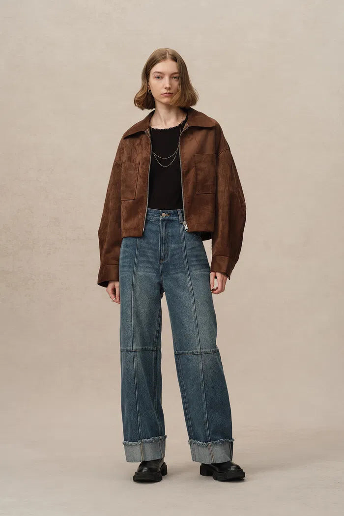 Lark Straight Leg Cuffed Jeans in Tencel Denim | Fabrique