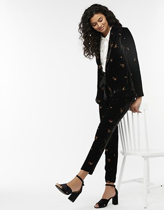 Sophia Sprig Embroidered Velvet Jacket | Monsoon UK